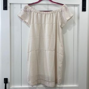 Ivory off shoulder mini dress